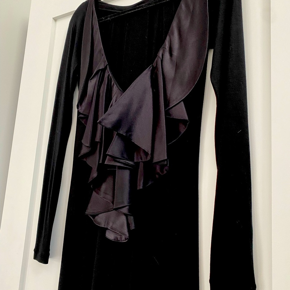 Tuft Duek cocktail dress, backless with beautiful silk ruffles,front simple